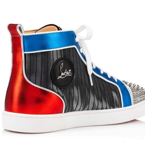 Men’s Christian Louboutin LOU SPIKES ORLATO FLAT Hi High Top Sneakers Shoes 41.5 - Picture 2 of 16